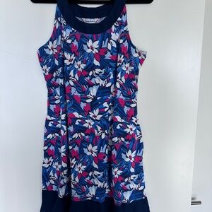 Tommy Bahama Sleeveless Floral Dress | Size M | Blue Pink Tropical | Pockets